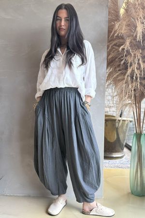 Noa Linen Blend Sia Barrel Trouser Charcoal /14 *